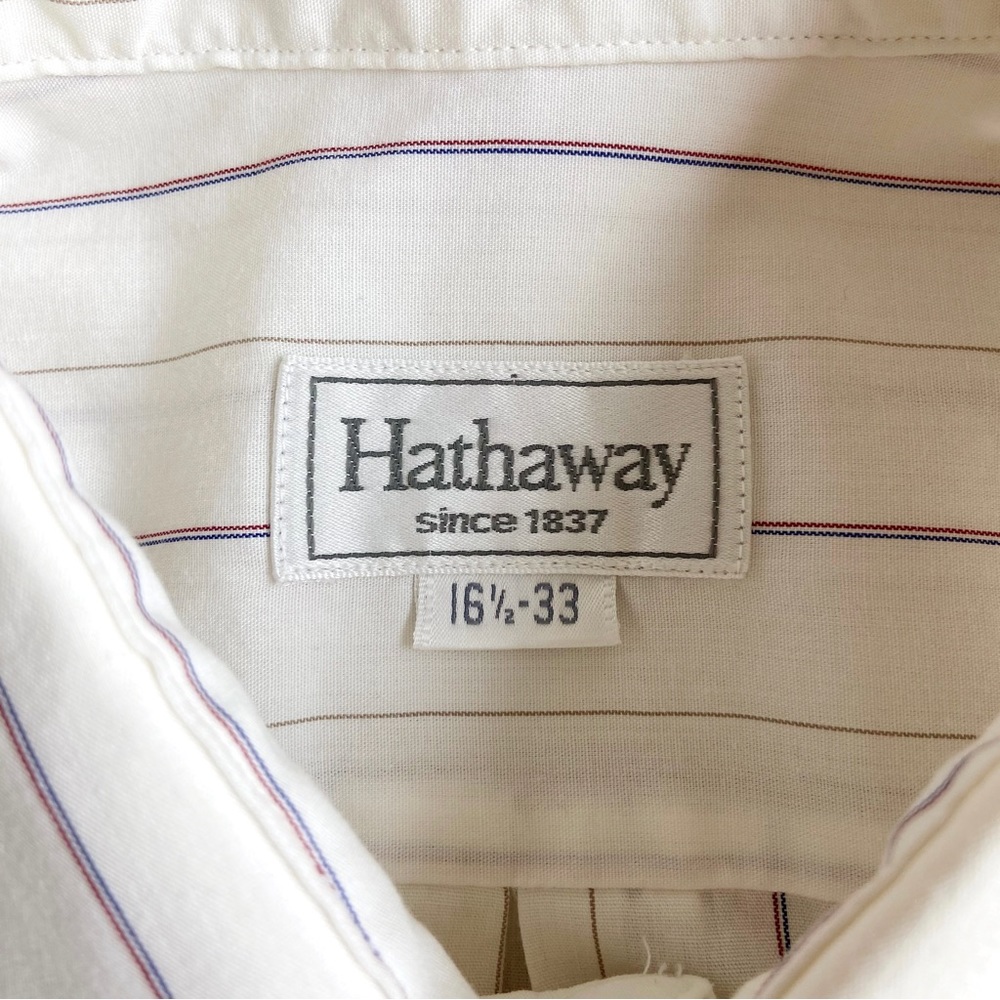 Vintage white striped oversized Oxford poplin casual button down shirt - Picture 2 of 7
